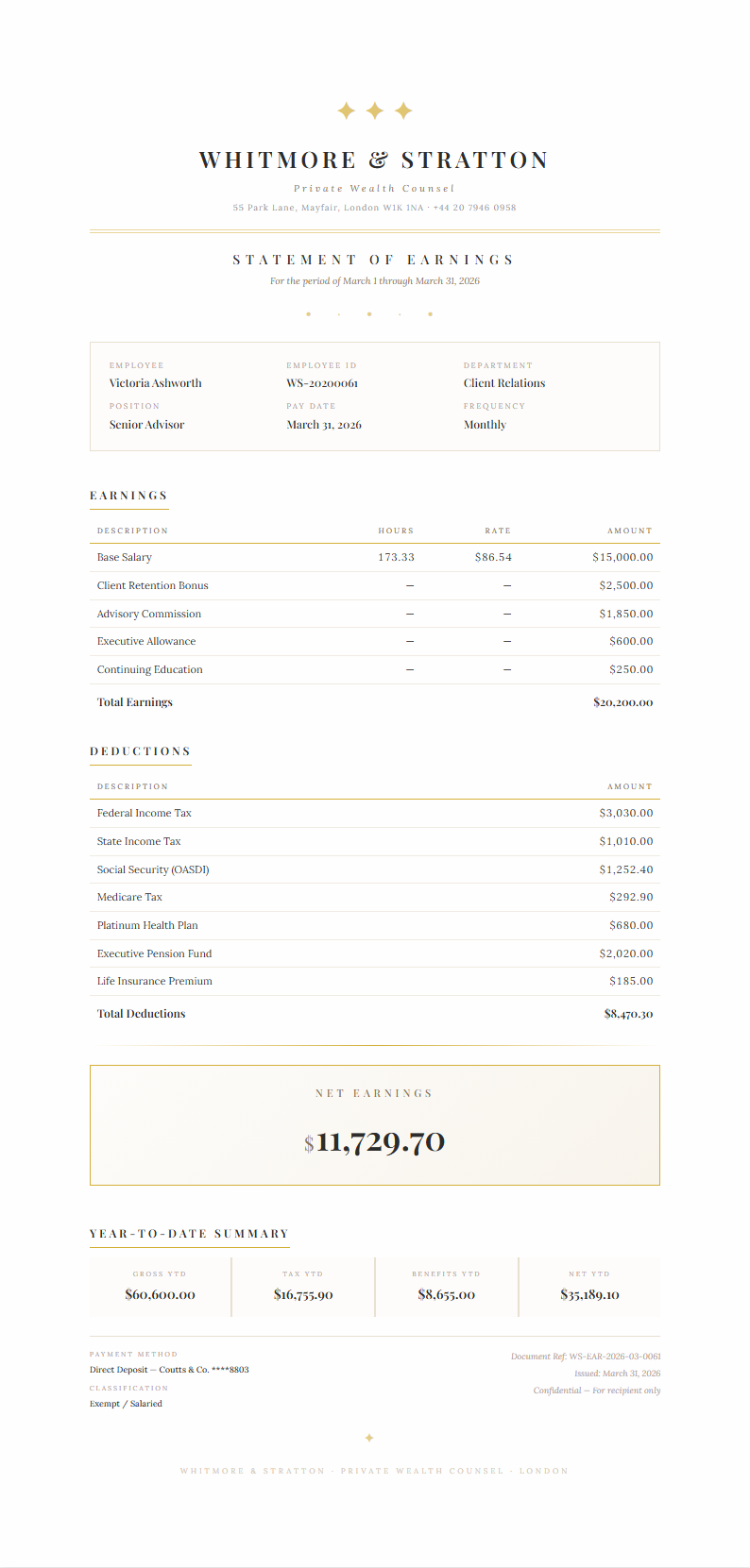 Elegant Sophisticated Payslip